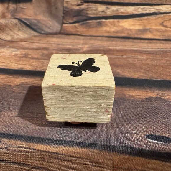 Butterfly Silhouette Rubber Stamp Wood Mounted Insect Nature Garden Craft Art - Picture 4 of 9